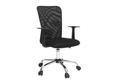 Fauteuil de bureau à roulettes design en mesh noir et acier chromé PLUZ