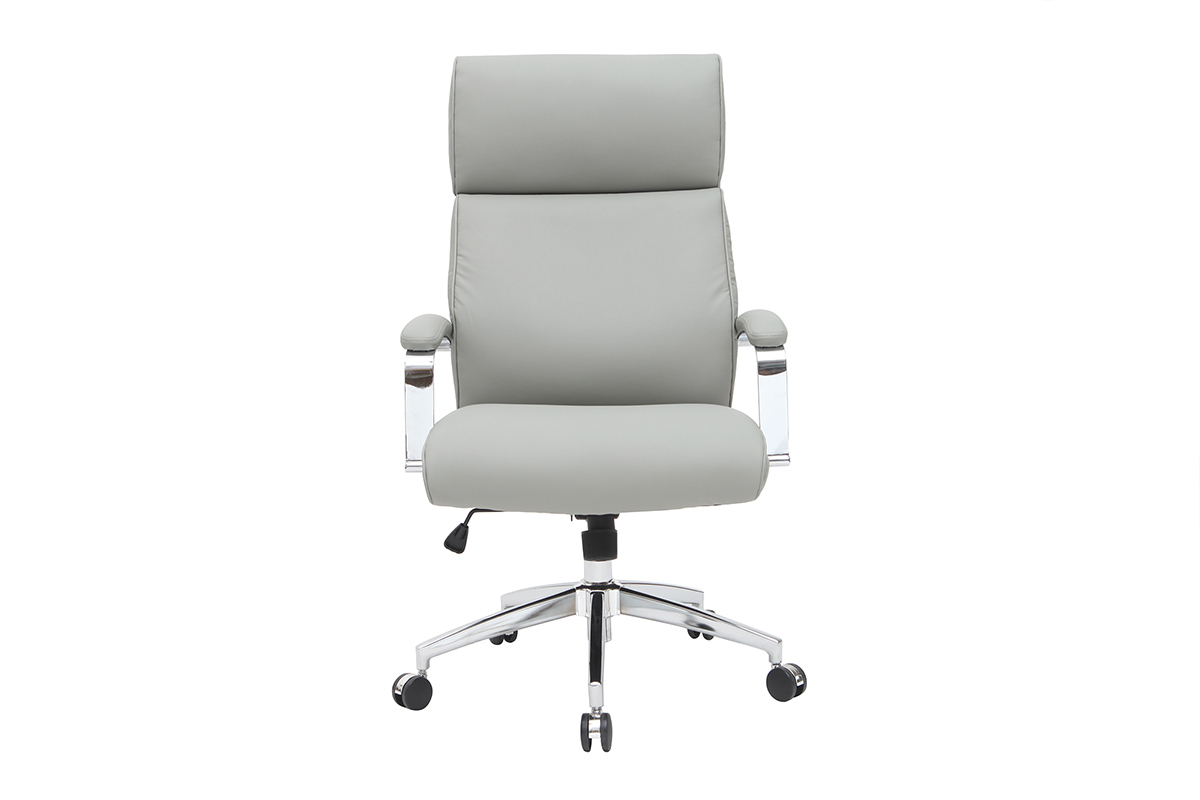 Fauteuil de bureau cuir de vache gris CITY