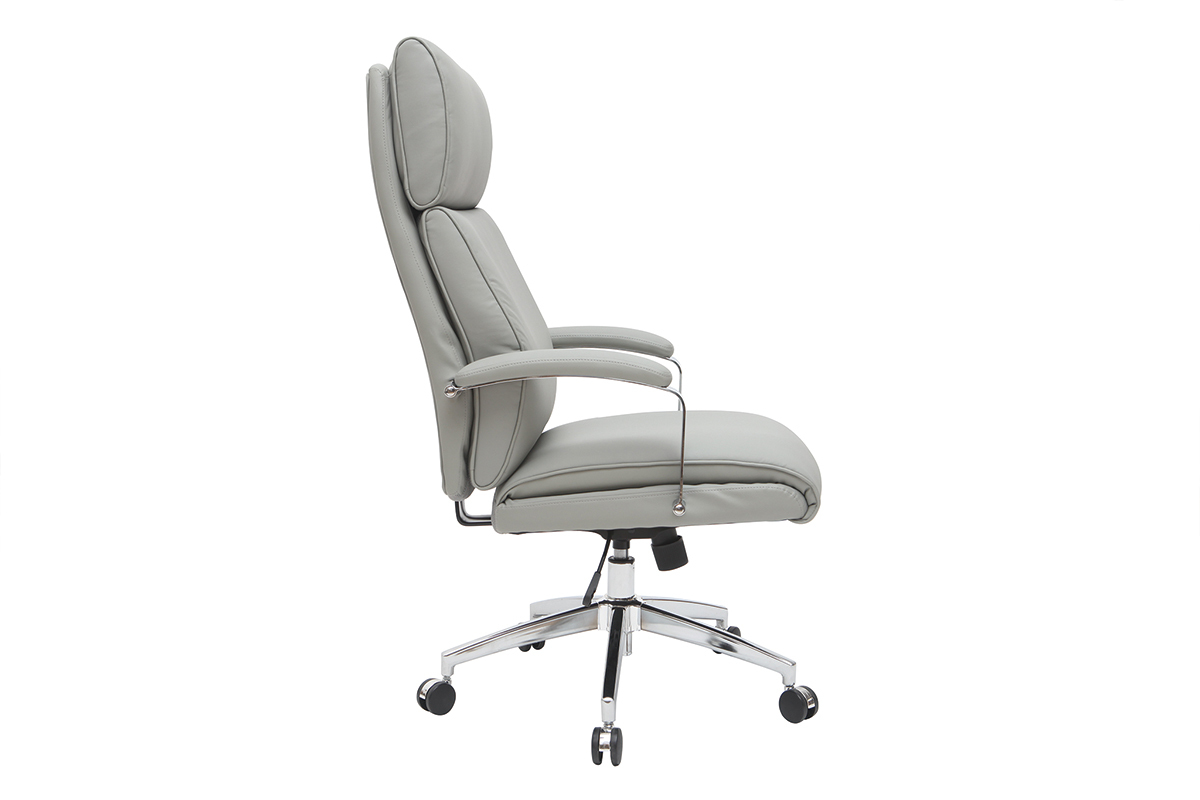 Fauteuil de bureau cuir de vache gris CITY