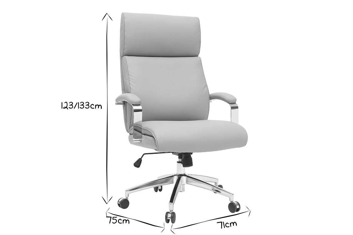 Fauteuil de bureau cuir de vache gris CITY