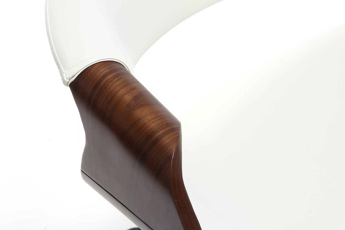 Fauteuil de bureau design blanc et noyer ARAMIS
