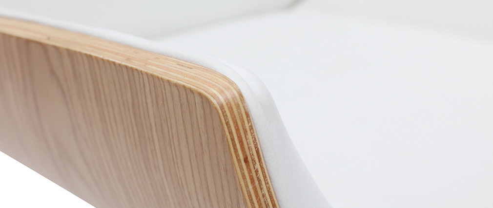 Fauteuil de bureau design bois clair et blanc CURVED