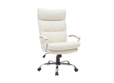 Fauteuil de bureau design cuir blanc TILIO - Fauteuil de bureau design cuir blanc TILIO