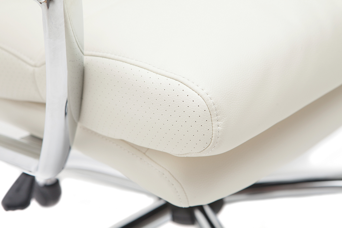 Fauteuil de bureau design cuir blanc TILIO - cuir de vache