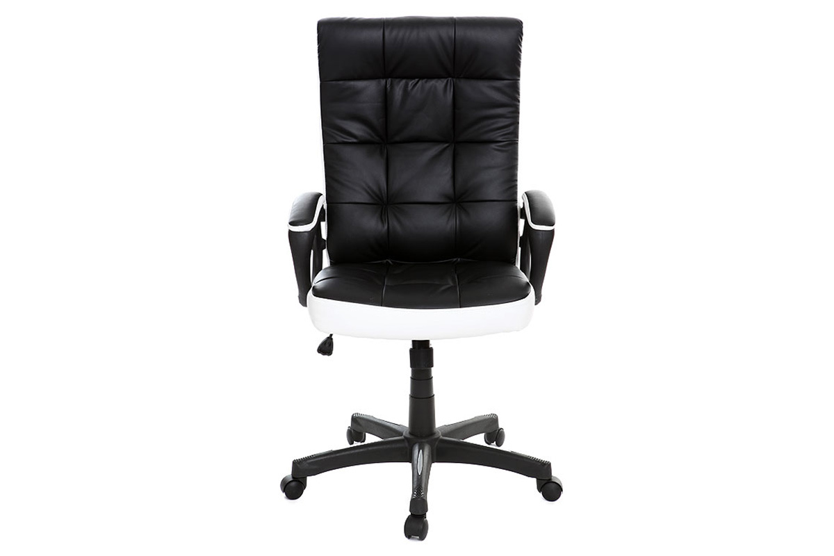 Fauteuil de bureau design noir et blanc LORENZO