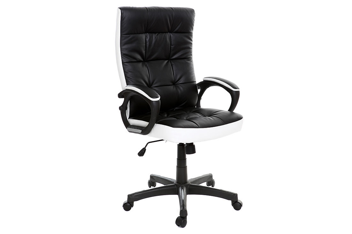 Fauteuil de bureau design noir et blanc LORENZO