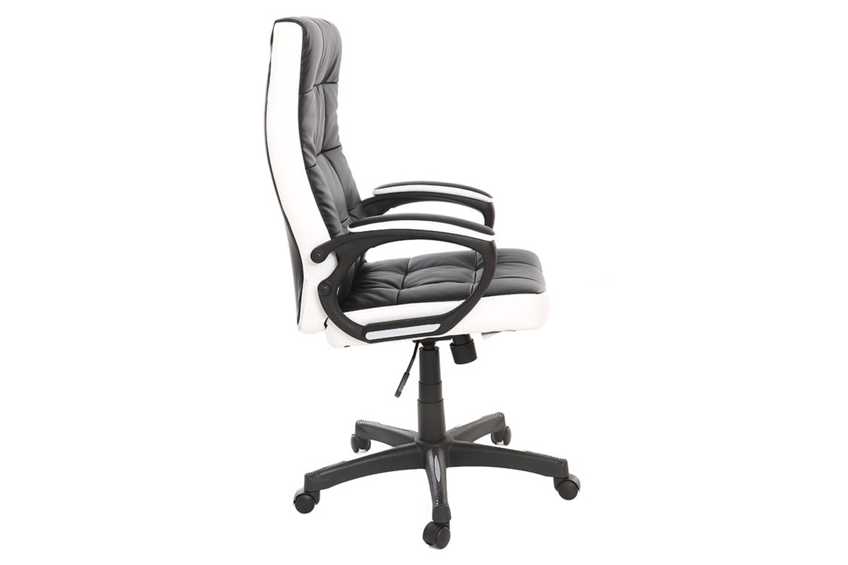 Fauteuil de bureau design noir et blanc LORENZO