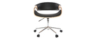 Fauteuil de bureau design noir et bois clair ARAMIS