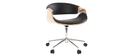 Fauteuil de bureau design noir et bois clair ARAMIS