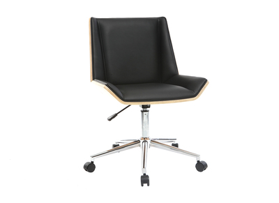 Fauteuil de bureau design noir et bois clair MELKIOR