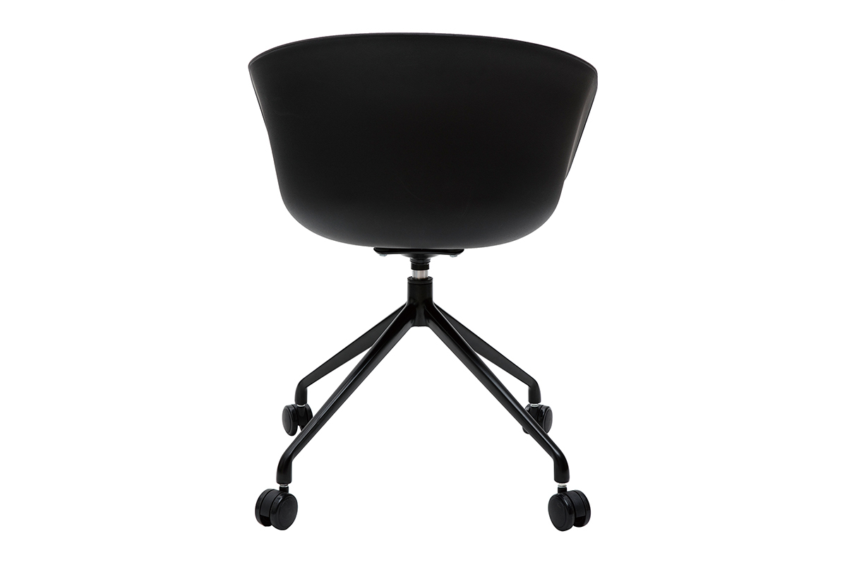 Fauteuil de bureau design noir et tissu gris fonc SCAFO