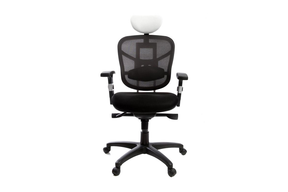 Fauteuil de bureau ergonomique noir avec appuie-tte blanc UP TO YOU