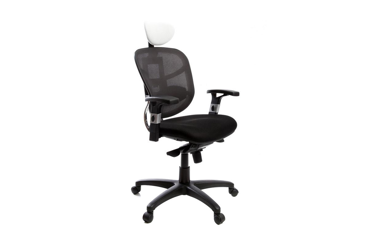 Fauteuil de bureau ergonomique noir avec appuie-tte blanc UP TO YOU