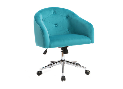 Fauteuil de bureau velours bleu azur SHARON