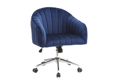 Fauteuil de bureau velours bleu fonc&eacute; ROMI