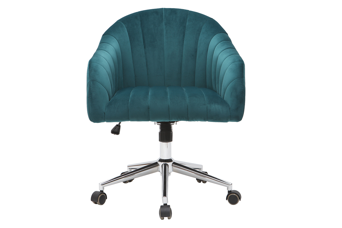 Fauteuil de bureau velours bleu p�trole ROMI