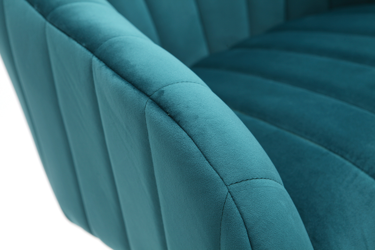 Fauteuil de bureau velours bleu p�trole ROMI