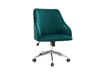 Fauteuil de bureau velours bleu p&eacute;trole SCARLETT