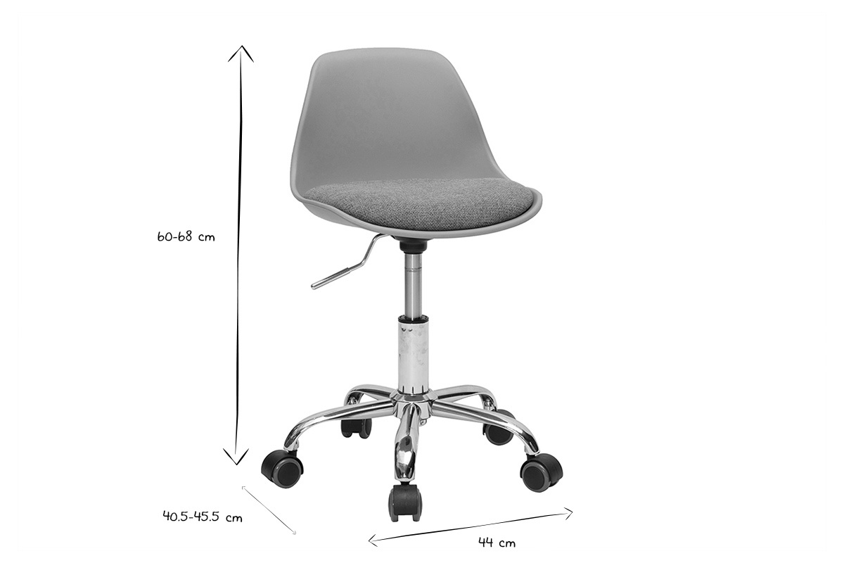 Fauteuil de bureau vert de gris enfant  roulettes STEEVY
