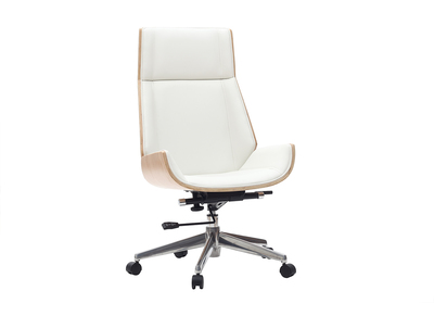 Fauteuil de direction design bois clair et blanc CURVED