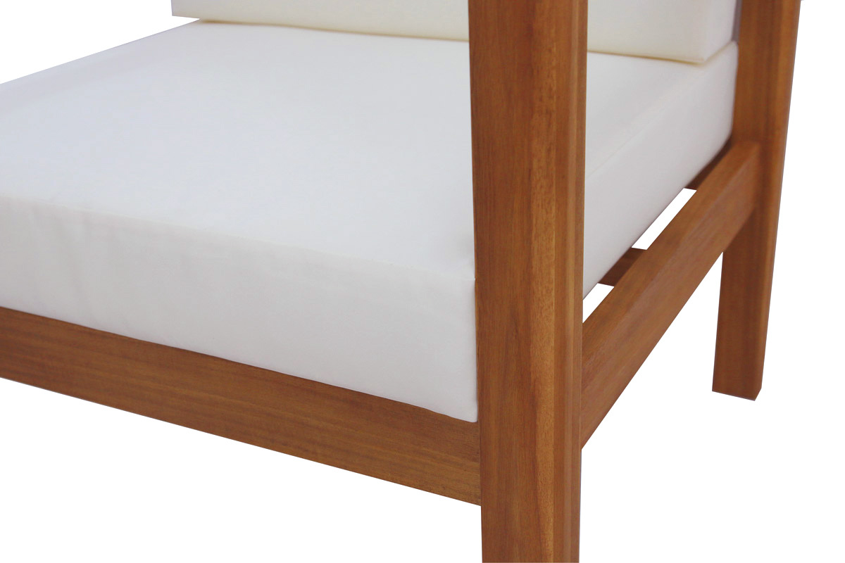 Fauteuil de jardin en bois massif avec coussins dhoussables beige naturel AKIS