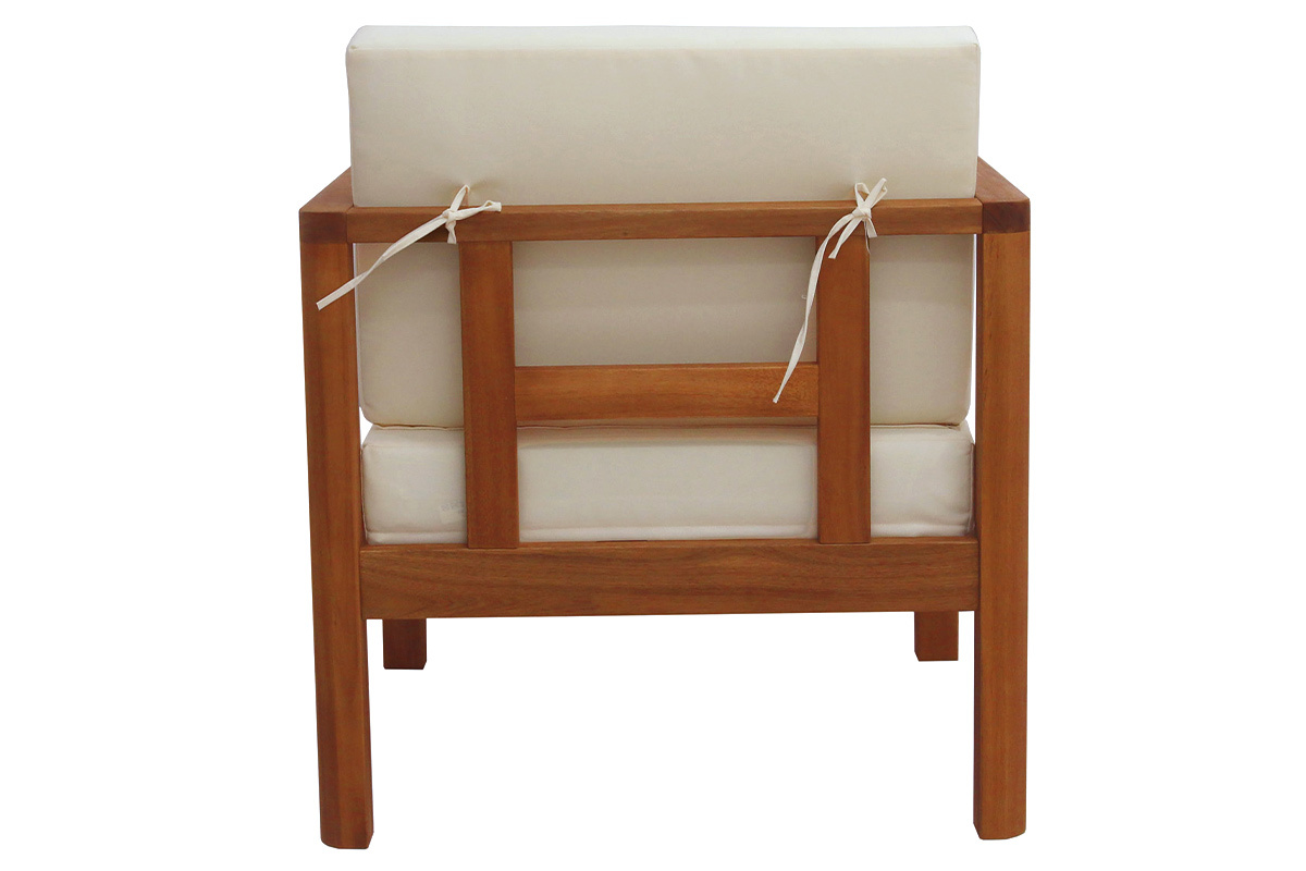 Fauteuil de jardin en bois massif avec coussins dhoussables beige naturel AKIS