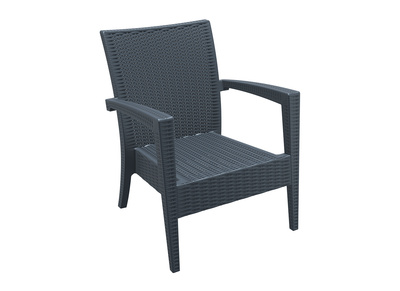 Fauteuil de jardin en r&eacute;sine tress&eacute;e gris SAMOA