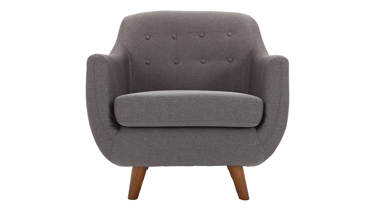 Fauteuil dhoussable en tissu gris anthracite et bois fonc YNOK