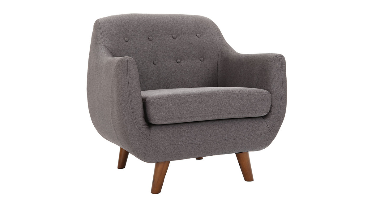 Fauteuil dhoussable en tissu gris anthracite et bois fonc YNOK