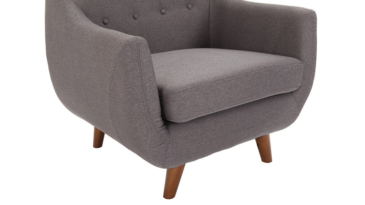 Fauteuil dhoussable en tissu gris anthracite et bois fonc YNOK