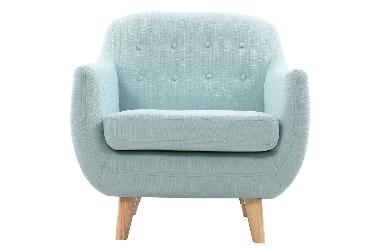 Fauteuil dhoussable scandinave en tissu menthe  l'eau et bois clair YNOK