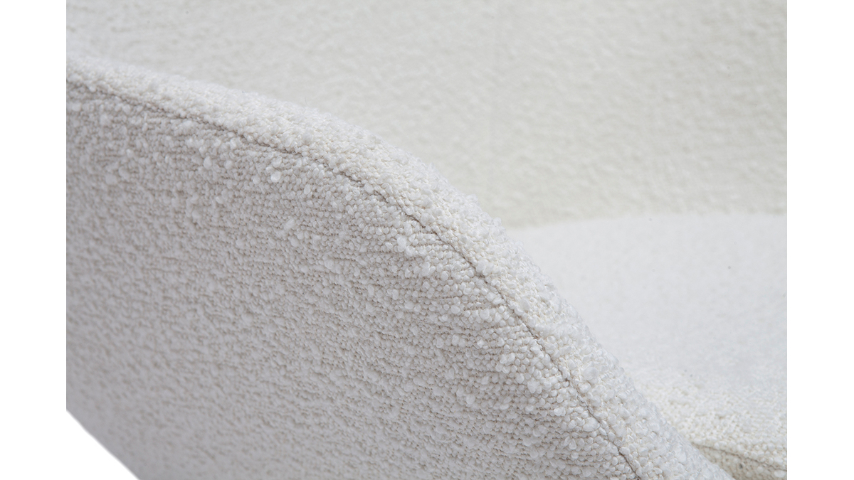 Fauteuil design en tissu effet laine boucle blanc cass et mtal noir MAYNE