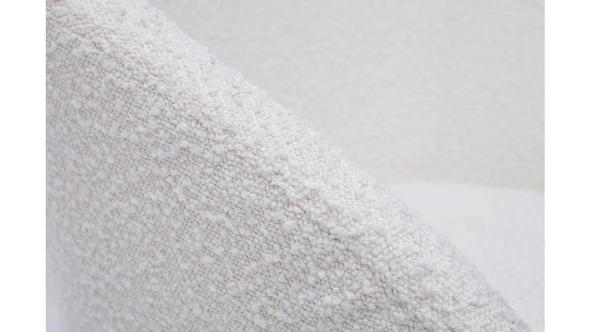 Fauteuil design en tissu effet laine boucle blanc cass et metal noir OLIVIA