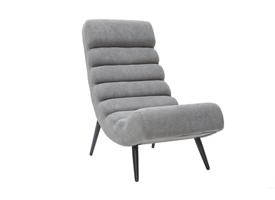 Fauteuil design en tissu effet velours gris et métal noir TAYLOR