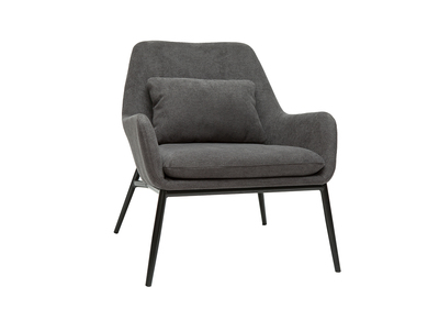 Fauteuil design en tissu effet velours gris foncé et métal noir MAXINE