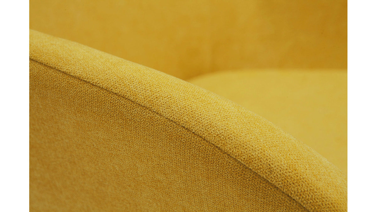 Fauteuil design en tissu effet velours jaune moutarde et métal noir MAYNE