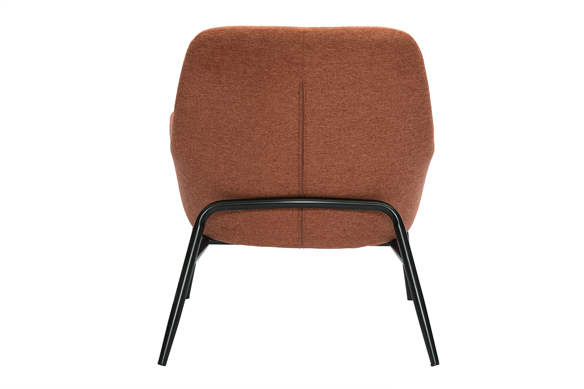 Fauteuil design en tissu effet velours terre brule et mtal noir MAXINE