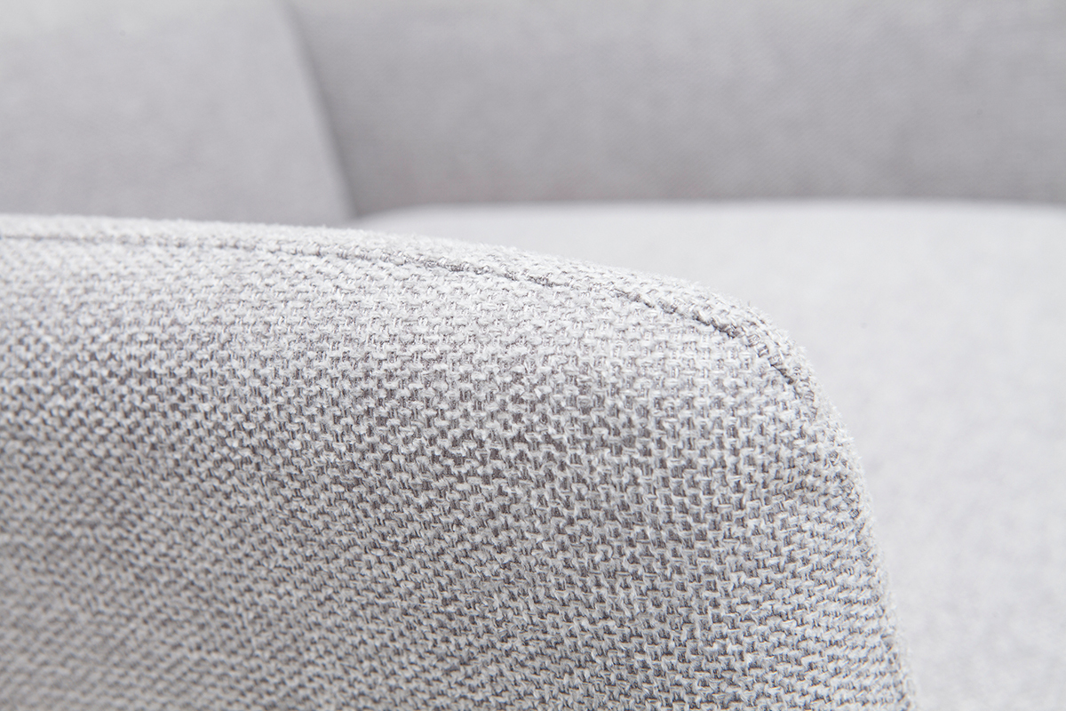 Fauteuil design en tissu effet velours textur gris clair et mtal noir COME