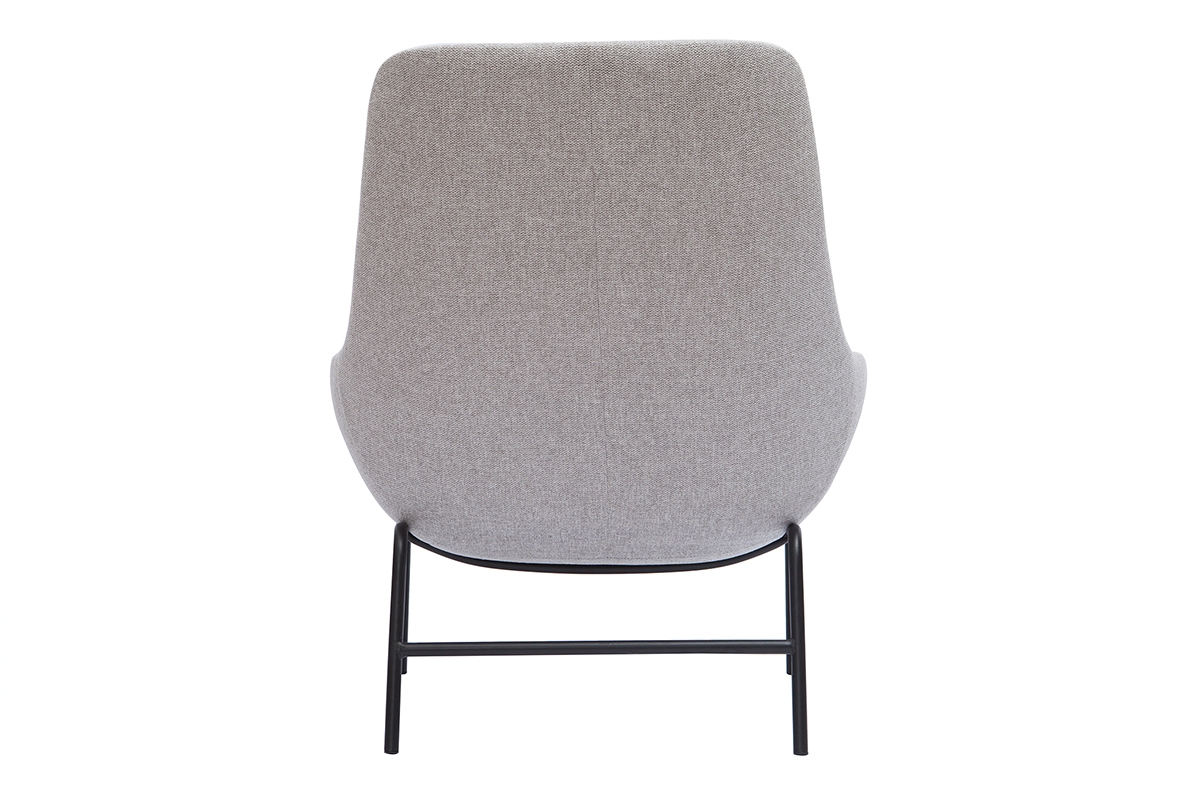 Fauteuil design en tissu effet velours textur gris clair et mtal noir MARCEAU