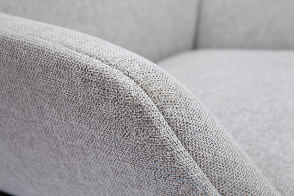 Fauteuil design en tissu effet velours textur gris clair et mtal noir MARCEAU