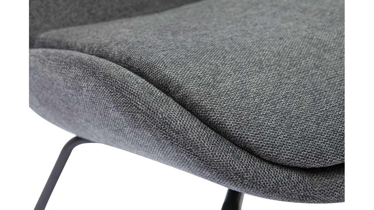 Fauteuil design en tissu effet velours textur gris fonc et mtal noir GILLY
