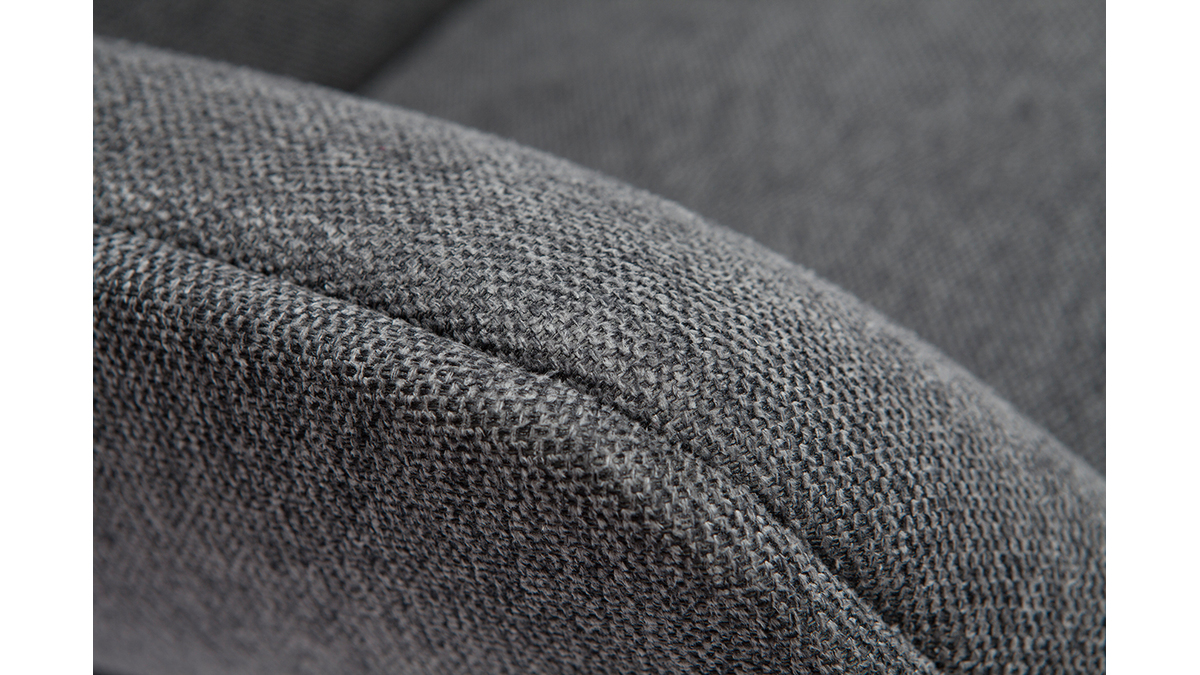 Fauteuil design en tissu effet velours textur gris fonc et mtal noir MARCEAU