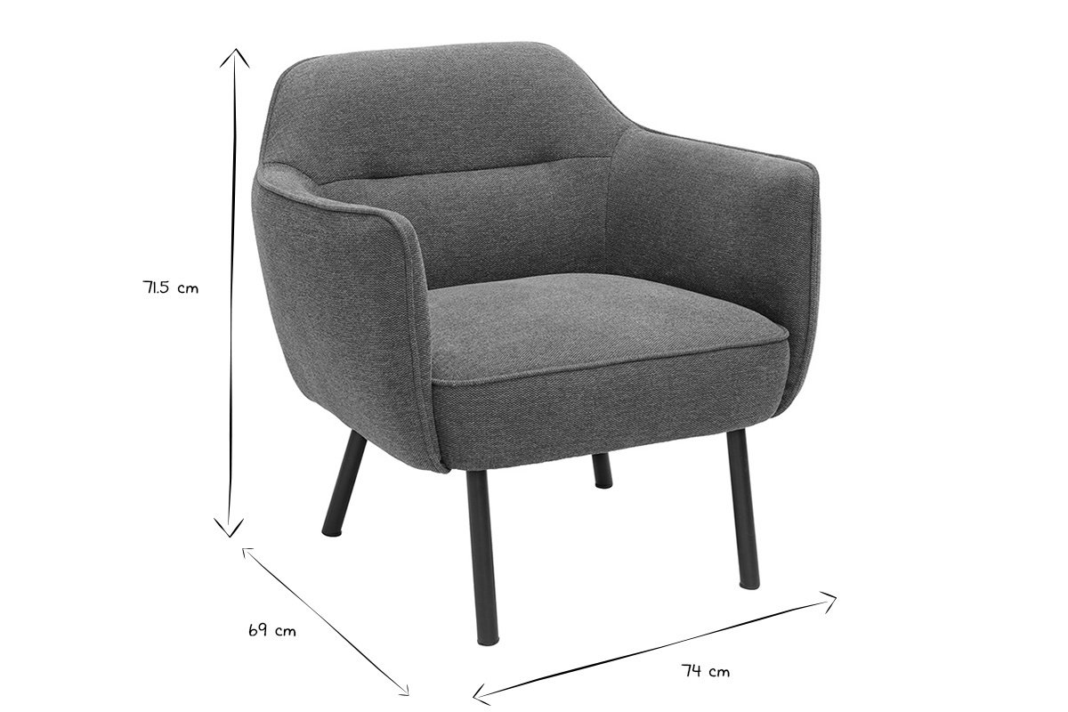 Fauteuil design en tissu effet velours textur terre brle et mtal noir LAURENS