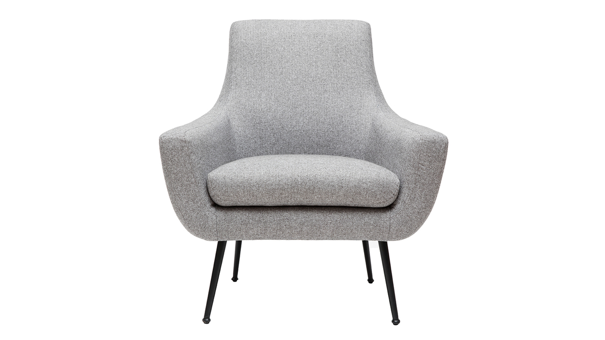 Fauteuil design en tissu gris clair et mtal noir MONTANA