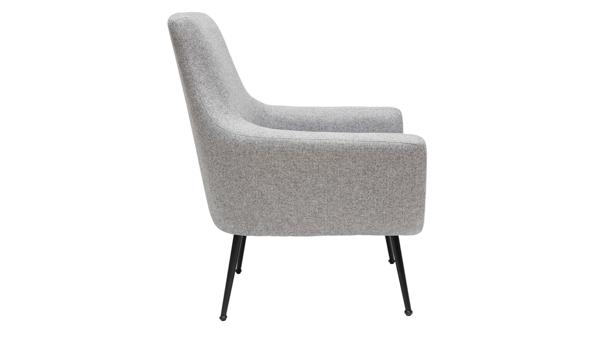 Fauteuil design en tissu gris clair et mtal noir MONTANA