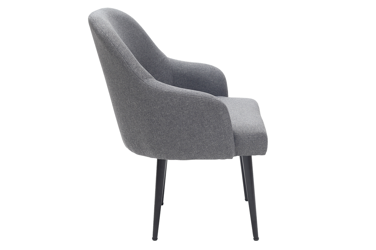 Fauteuil design en tissu gris fonc� et pieds m�tal noir AMON