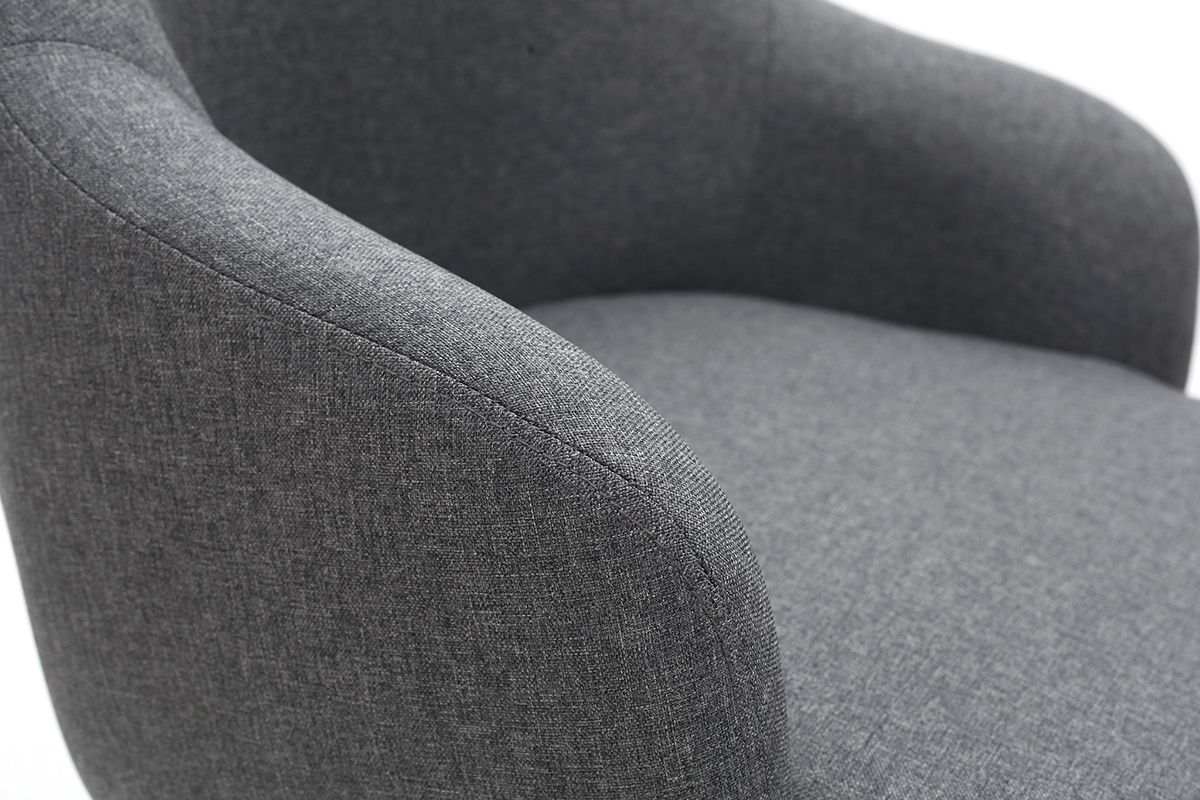 Fauteuil design en tissu gris fonc� et pieds m�tal noir AMON