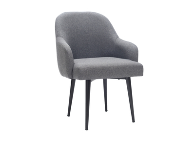 Fauteuil design en tissu gris fonc&eacute; et pieds m&eacute;tal noir AMON