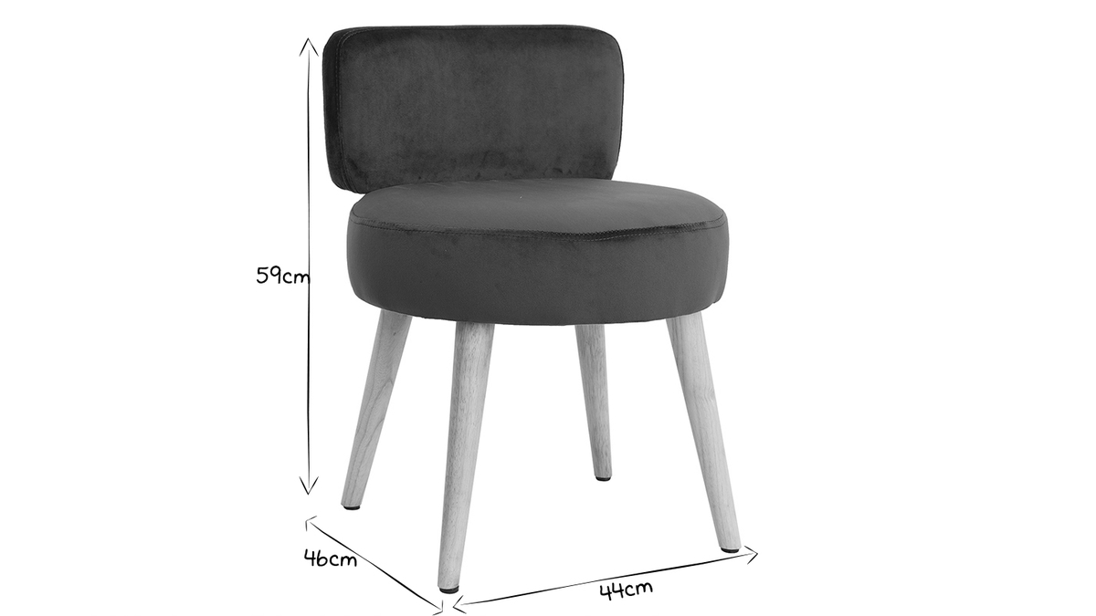 Fauteuil design en tissu velours bleu canard et bois clair TANAKA