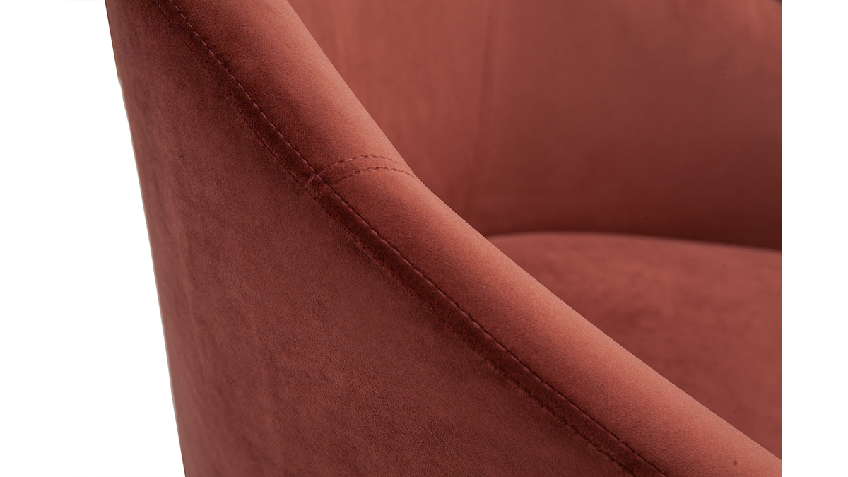 Fauteuil design en tissu velours rouge tomette et mtal noir OLIVIA